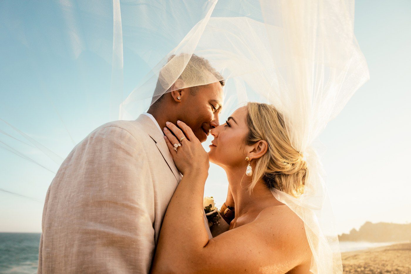 Veil floating at Cabo San Lucas beach — Ana Badillo Photography