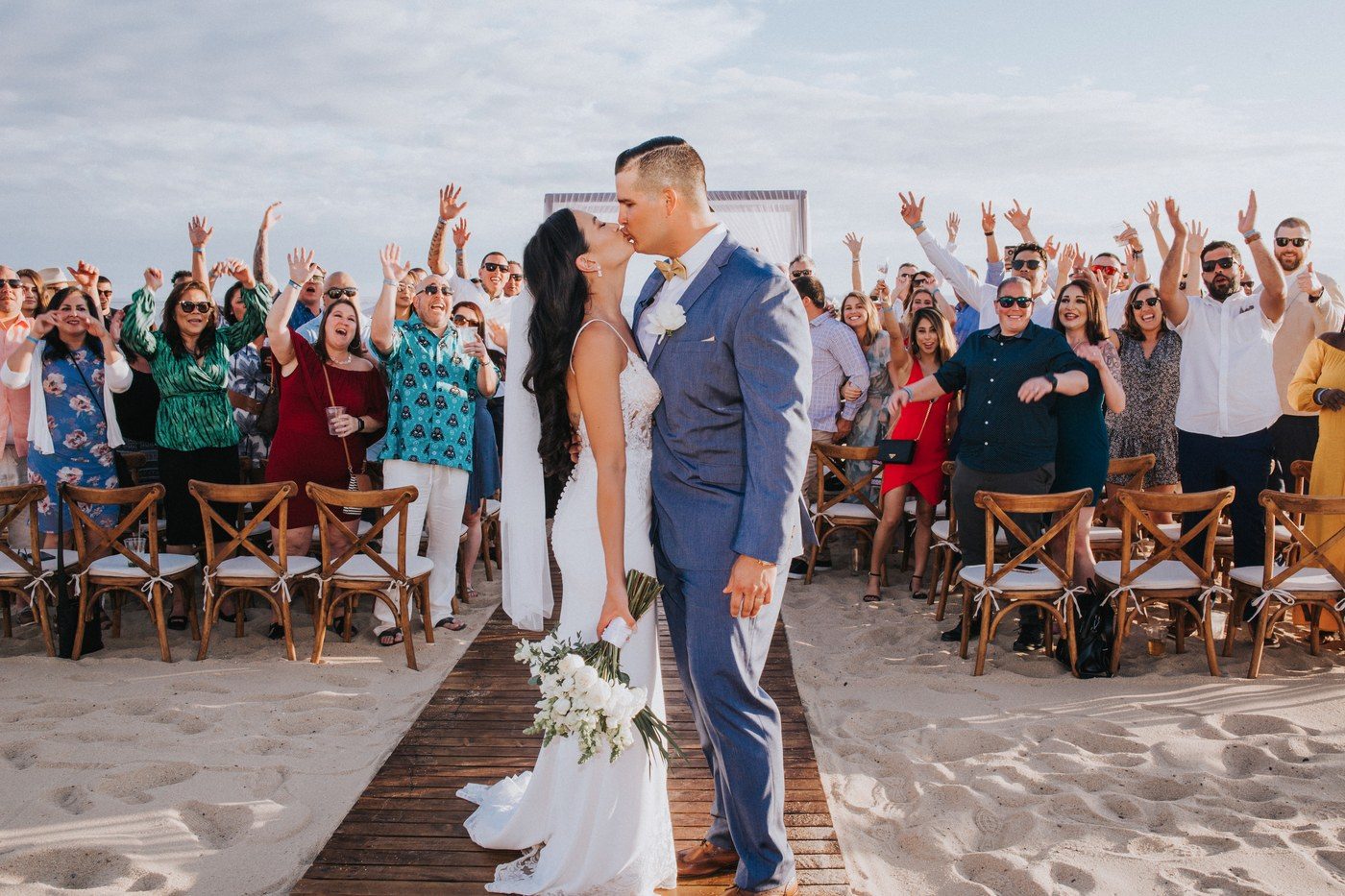 Beach ceremony first kiss Los Cabos — Ana Badillo Photography