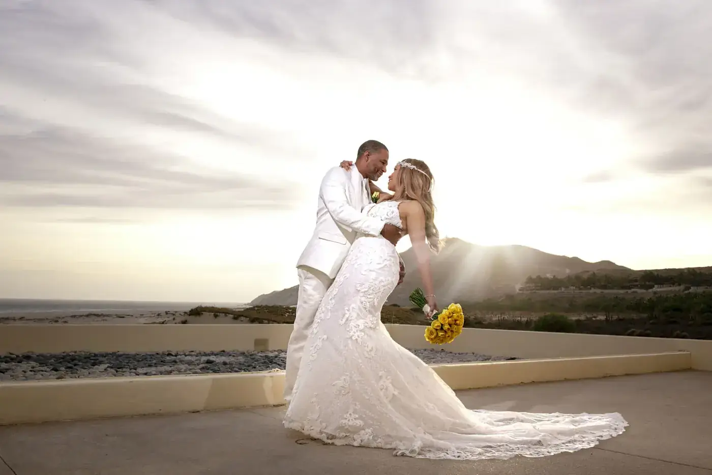 Luxury wedding reception at sunset in Cabo San Lucas