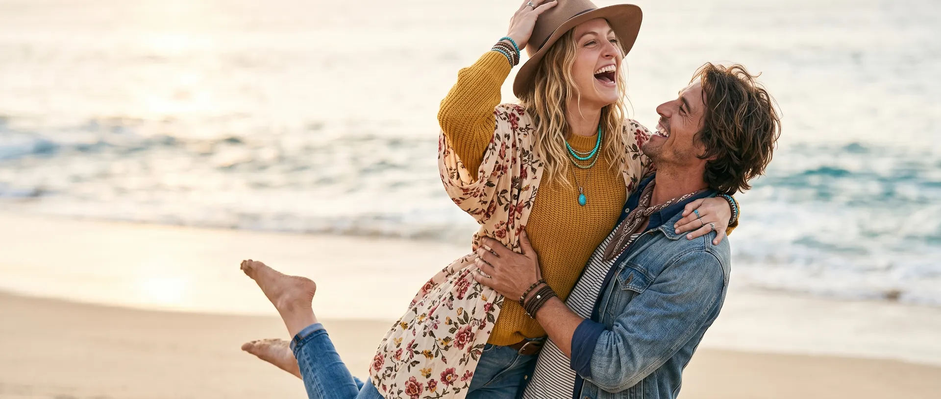 What to wear for beach photos in Cabo San Lucas — a couple in coastal, coordinated outfits on the sand, photographed by Ana Badillo